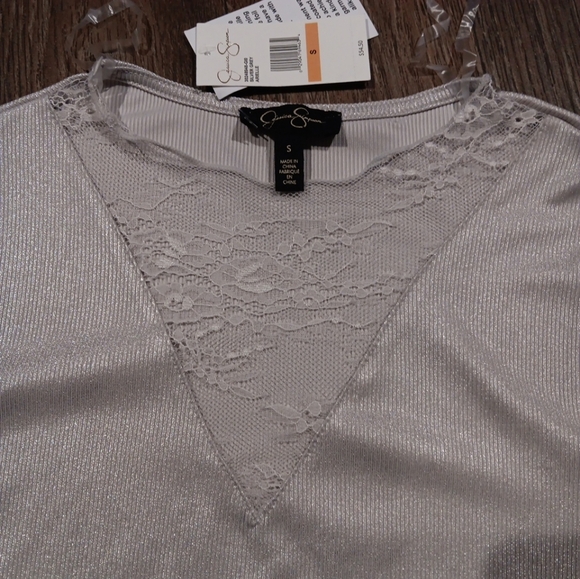 Jessica Simpson Silver Long Sleeve Fitted Blouse - Picture 4 of 5
